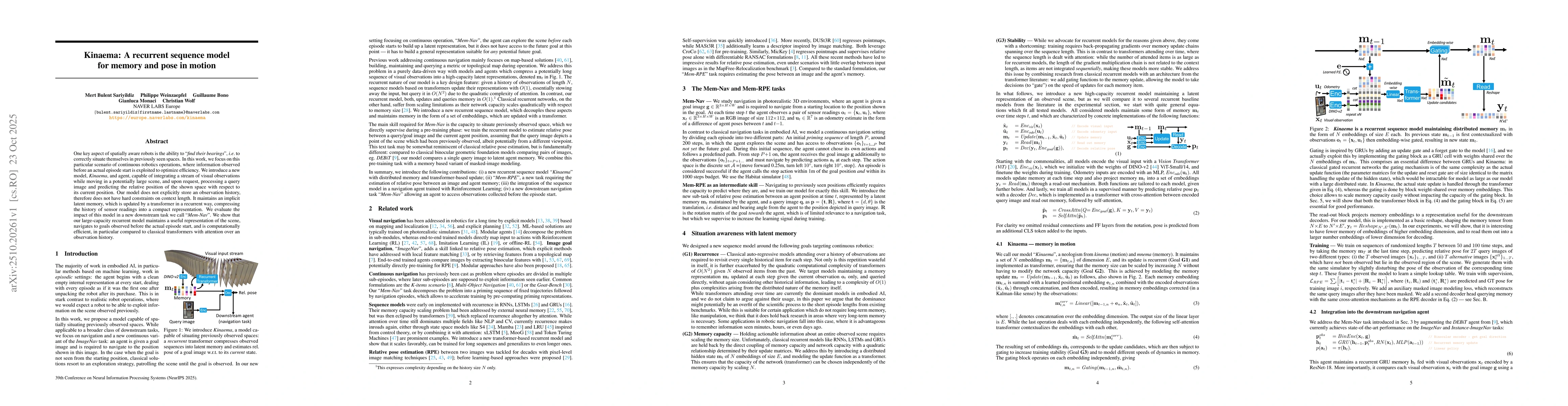 Thumbnail for Kinaema: a recurrent sequence model for memory and pose in motion