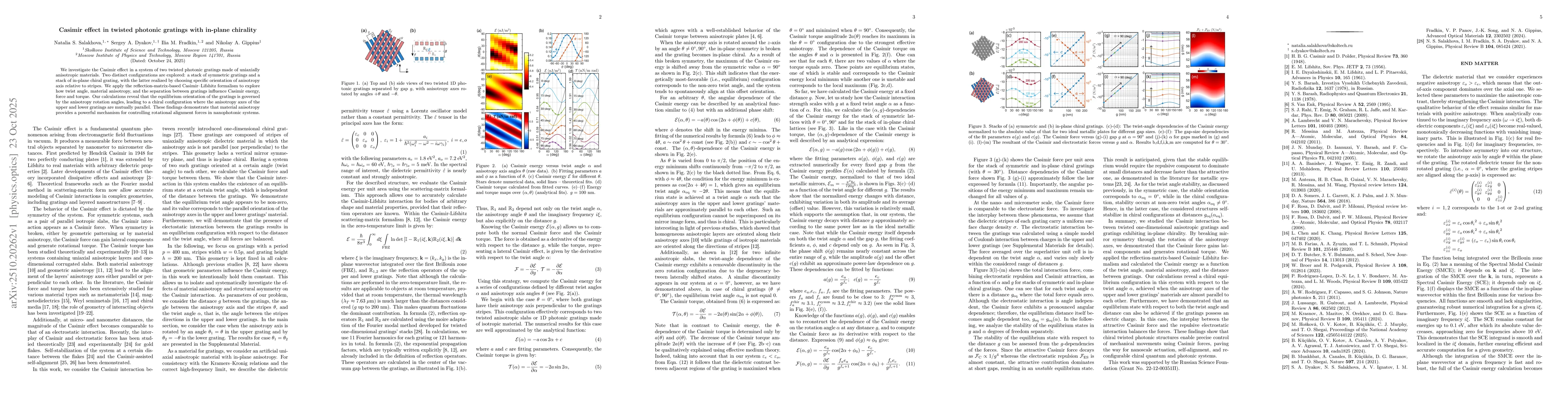 Thumbnail for Casimir effect in twisted photonic gratings with in-plane chirality
