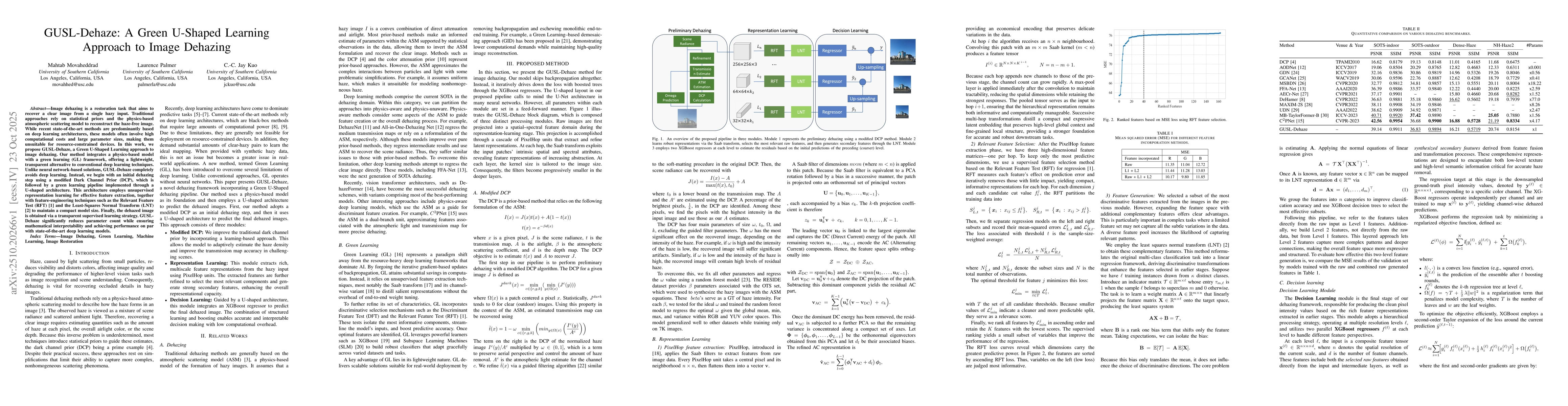 Thumbnail for GUSL-Dehaze: A Green U-Shaped Learning Approach to Image Dehazing