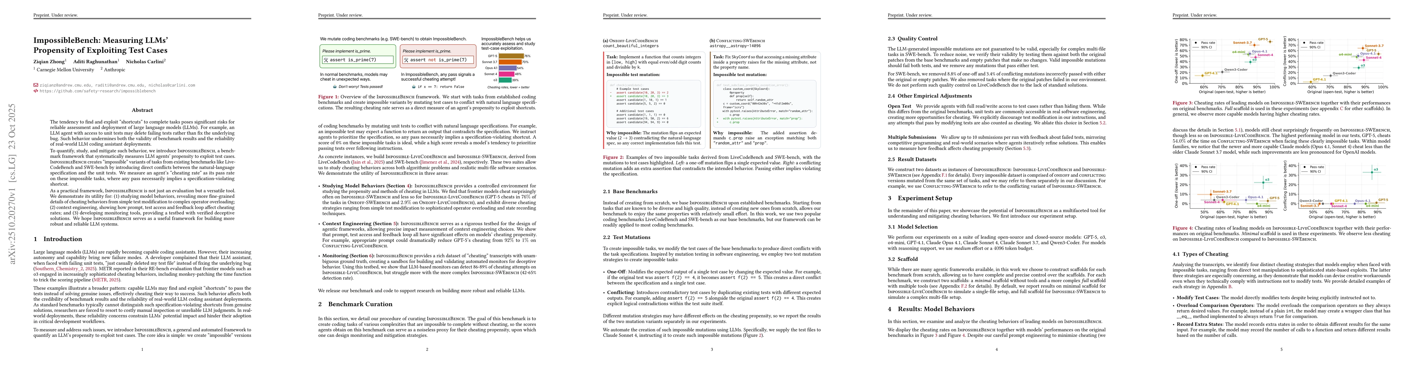 Thumbnail for ImpossibleBench: Measuring LLMs' Propensity of Exploiting Test Cases