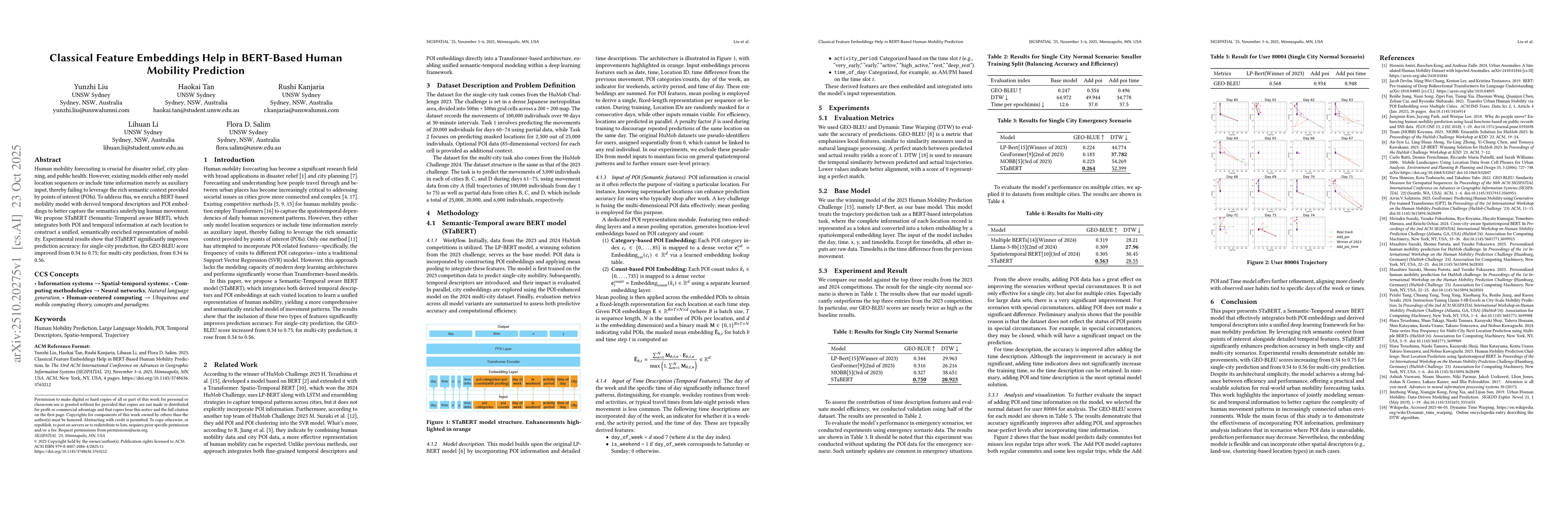 Thumbnail for Classical Feature Embeddings Help in BERT-Based Human Mobility
  Prediction