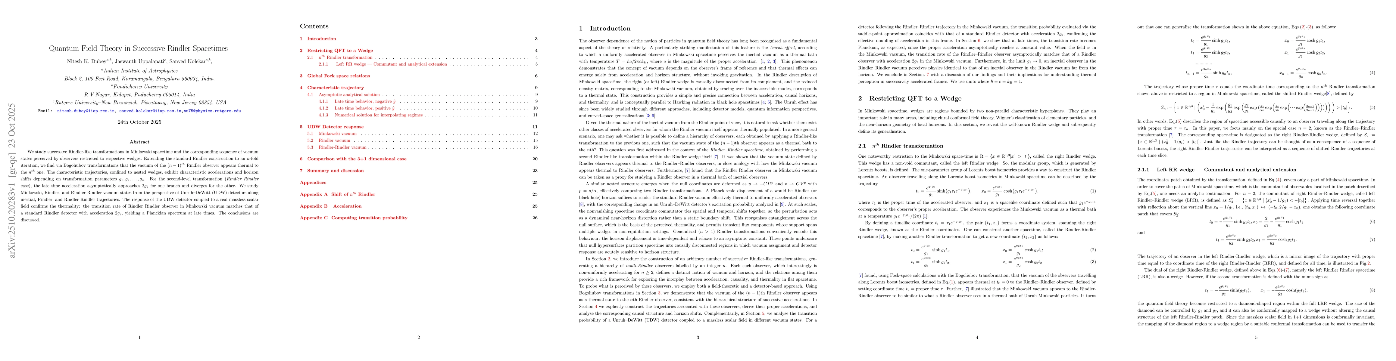 Thumbnail for Quantum Field Theory in Successive Rindler Spacetimes