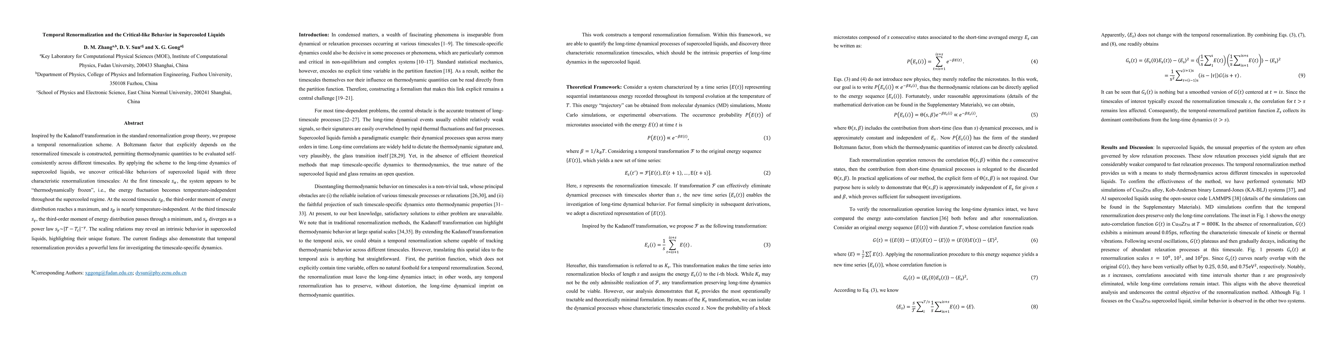 Thumbnail for Temporal Renormalization and the Critical-like Behavior in Supercooled
  Liquids