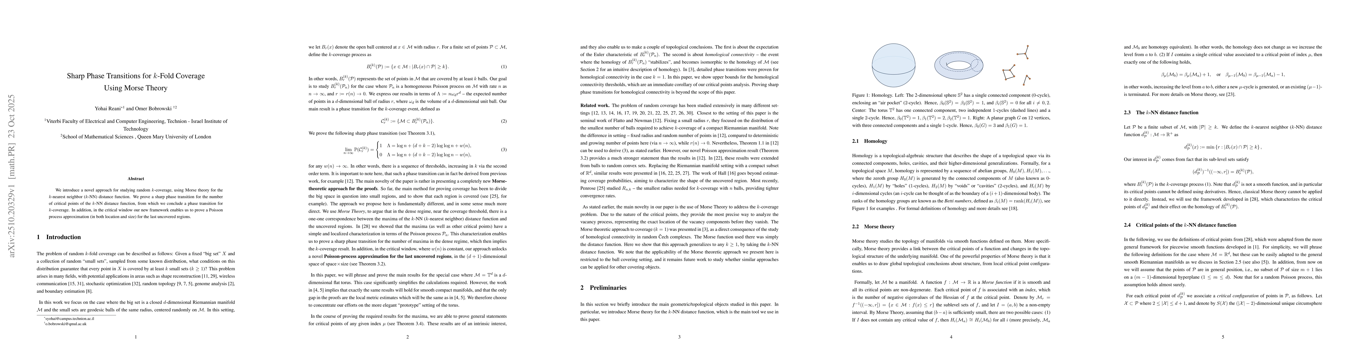Thumbnail for Sharp Phase Transitions for k-Fold Coverage Using Morse Theory