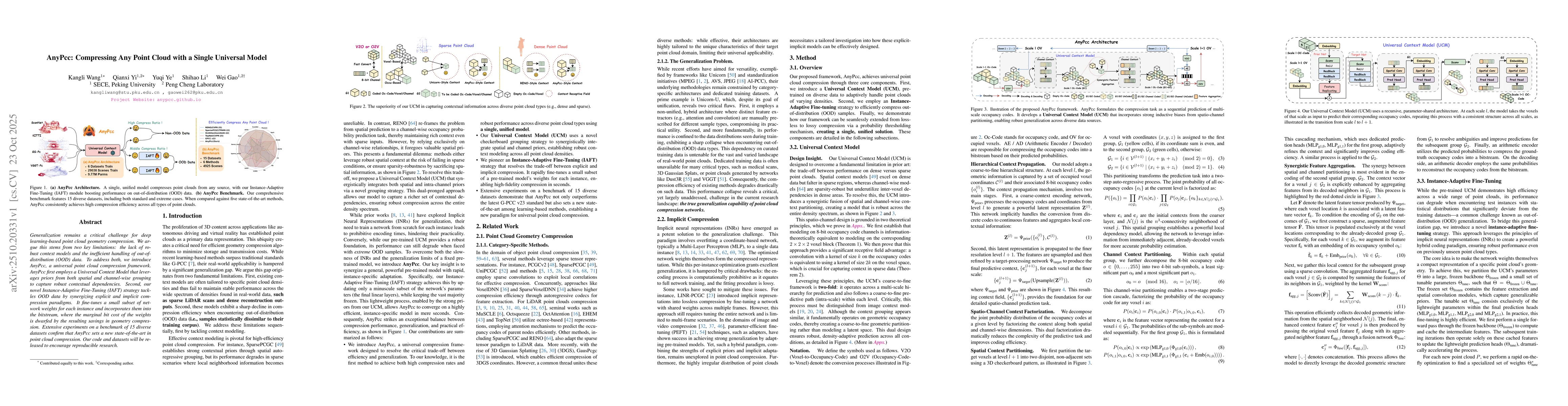 Thumbnail for AnyPcc: Compressing Any Point Cloud with a Single Universal Model