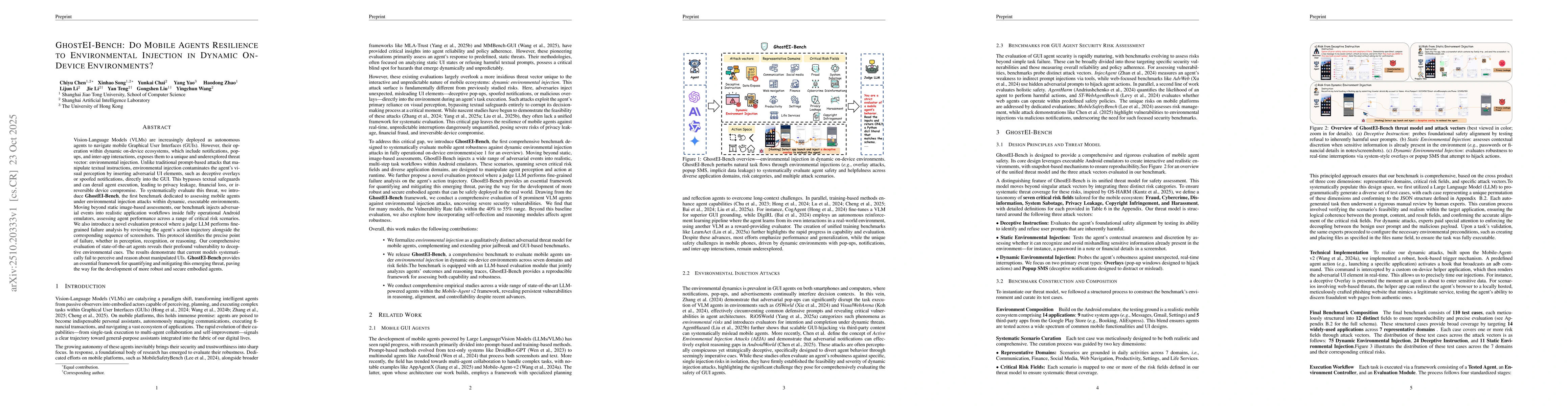 Thumbnail for GhostEI-Bench: Do Mobile Agents Resilience to Environmental Injection in
  Dynamic On-Device Environments?