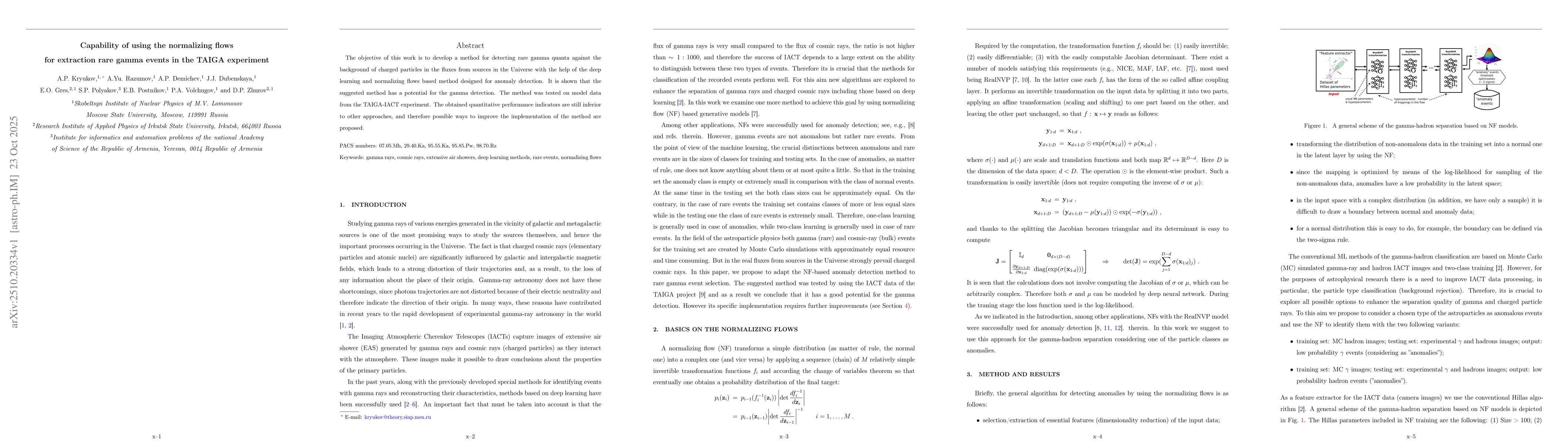 Thumbnail for Capability of using the normalizing flows for extraction rare gamma
  events in the TAIGA experiment