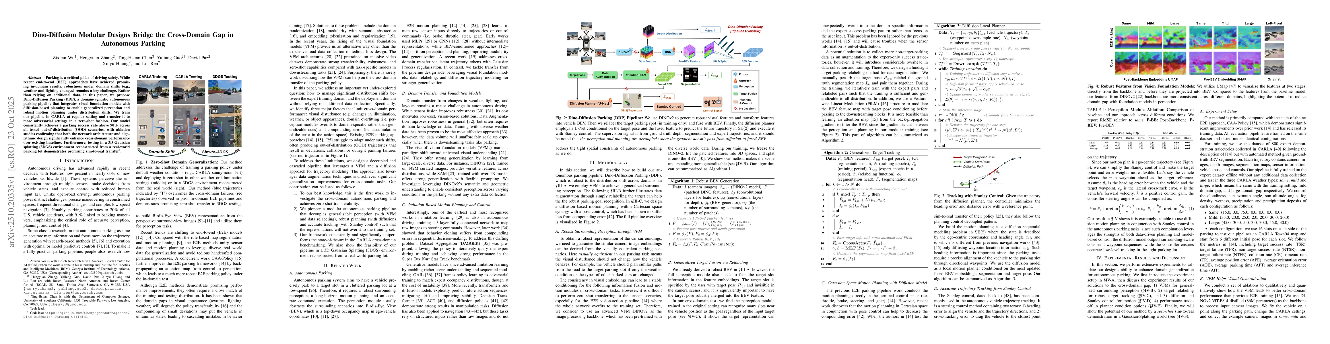 Thumbnail for Dino-Diffusion Modular Designs Bridge the Cross-Domain Gap in Autonomous
  Parking