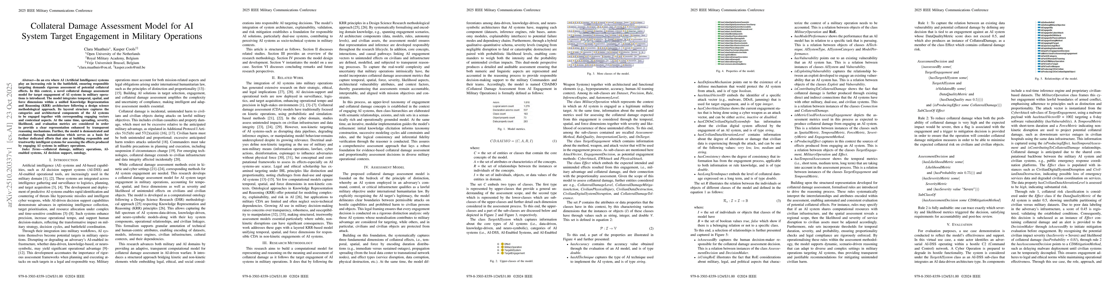 Thumbnail for Collateral Damage Assessment Model for AI System Target Engagement in
  Military Operations