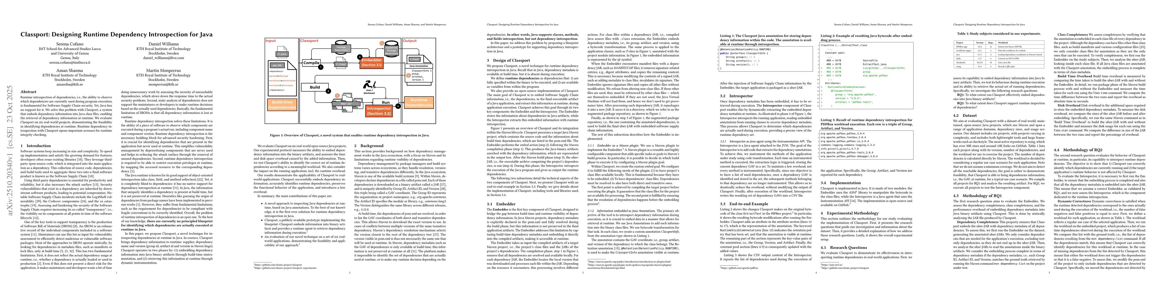 Thumbnail for Classport: Designing Runtime Dependency Introspection for Java