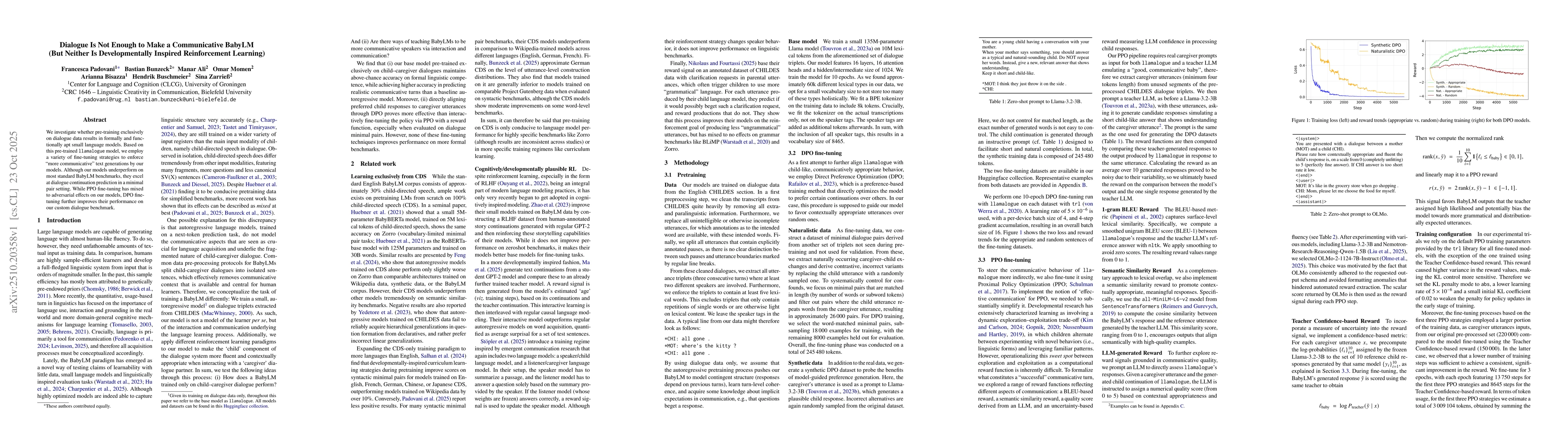 Thumbnail for Dialogue Is Not Enough to Make a Communicative BabyLM (But Neither Is
  Developmentally Inspired Reinforcement Learning)