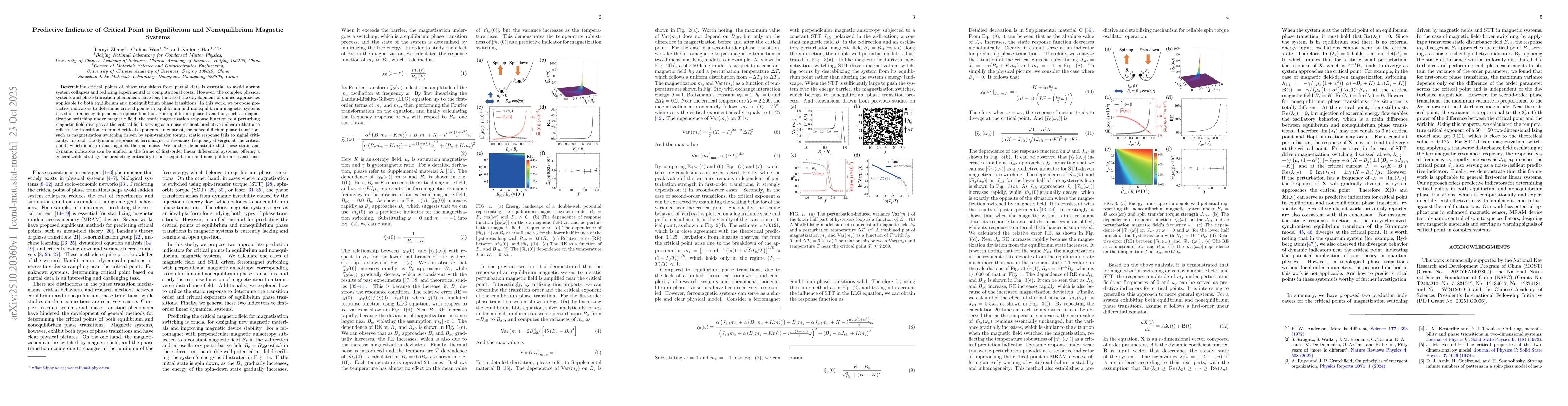 Thumbnail for Predictive Indicator of Critical Point in Equilibrium and Nonequilibrium
  Magnetic Systems