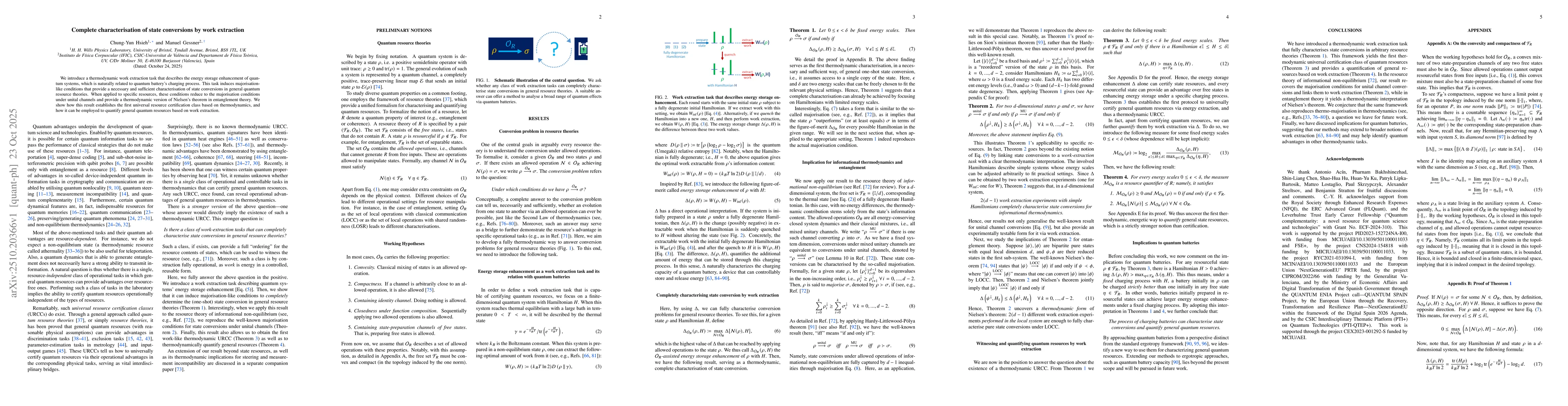 Thumbnail for Complete characterisation of state conversions by work extraction