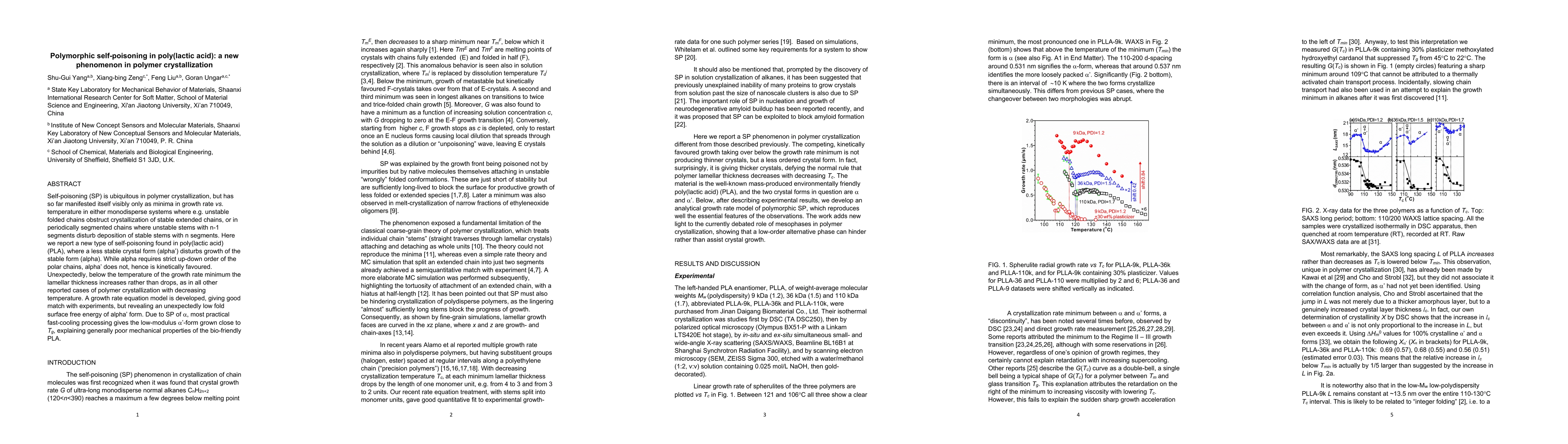 Thumbnail for Polymorphic self-poisoning in poly(lactic acid): a new phenomenon in
  polymer crystallization
