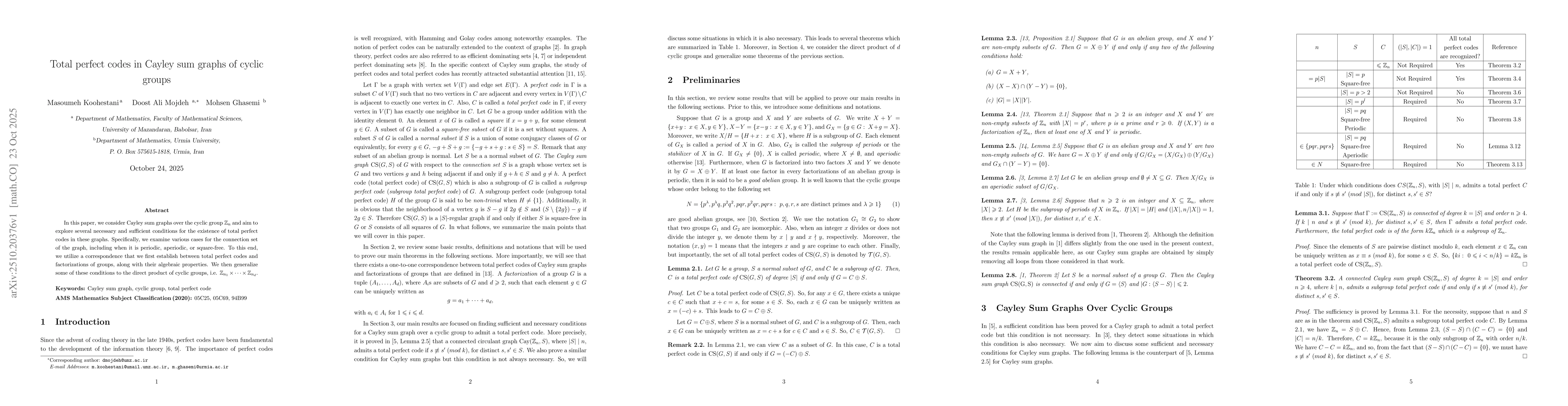 Thumbnail for Total perfect codes in Cayley sum graphs of cyclic groups