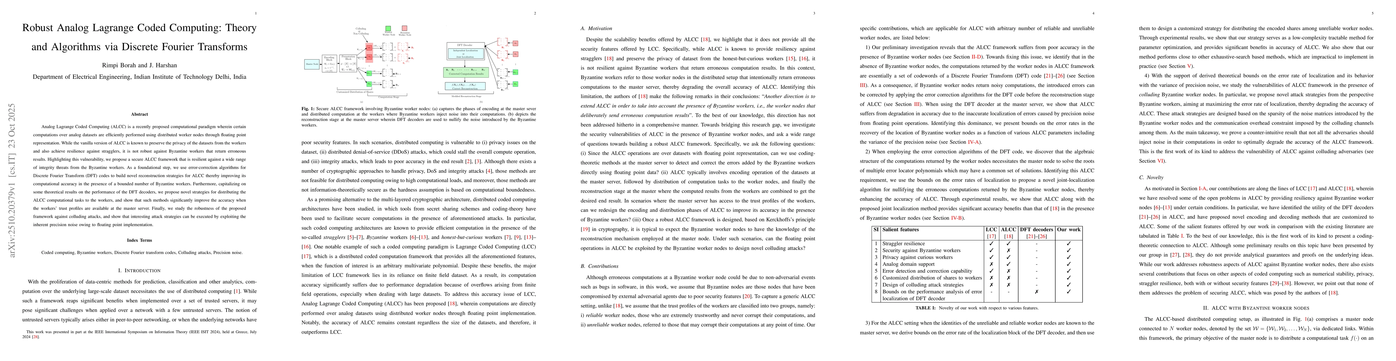 Thumbnail for Robust Analog Lagrange Coded Computing: Theory and Algorithms via
  Discrete Fourier Transforms
