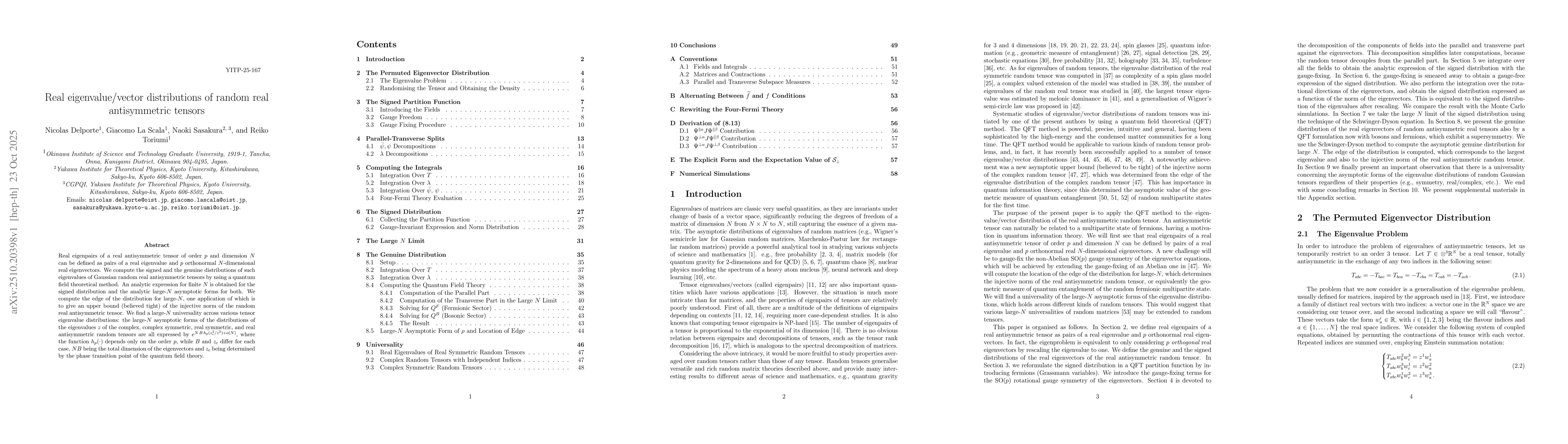 Thumbnail for Real eigenvalue/vector distributions of random real antisymmetric
  tensors