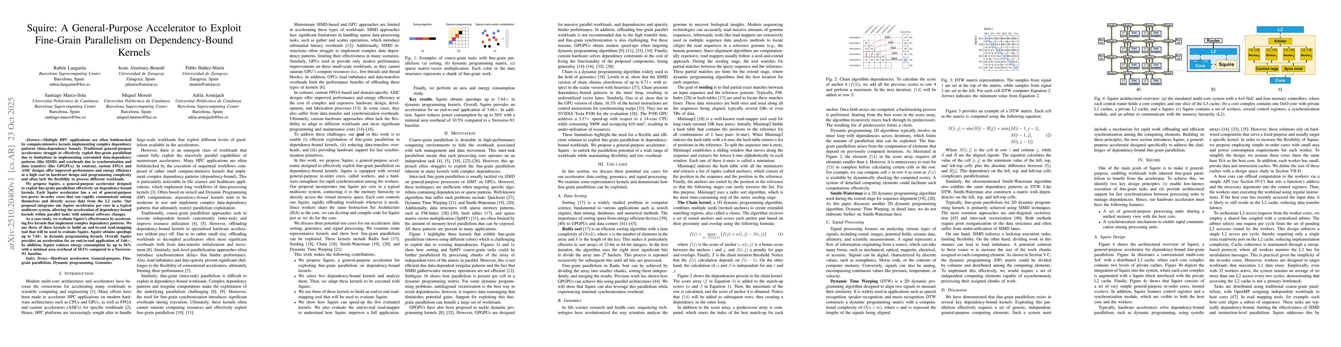 Thumbnail for Squire: A General-Purpose Accelerator to Exploit Fine-Grain Parallelism
  on Dependency-Bound Kernels