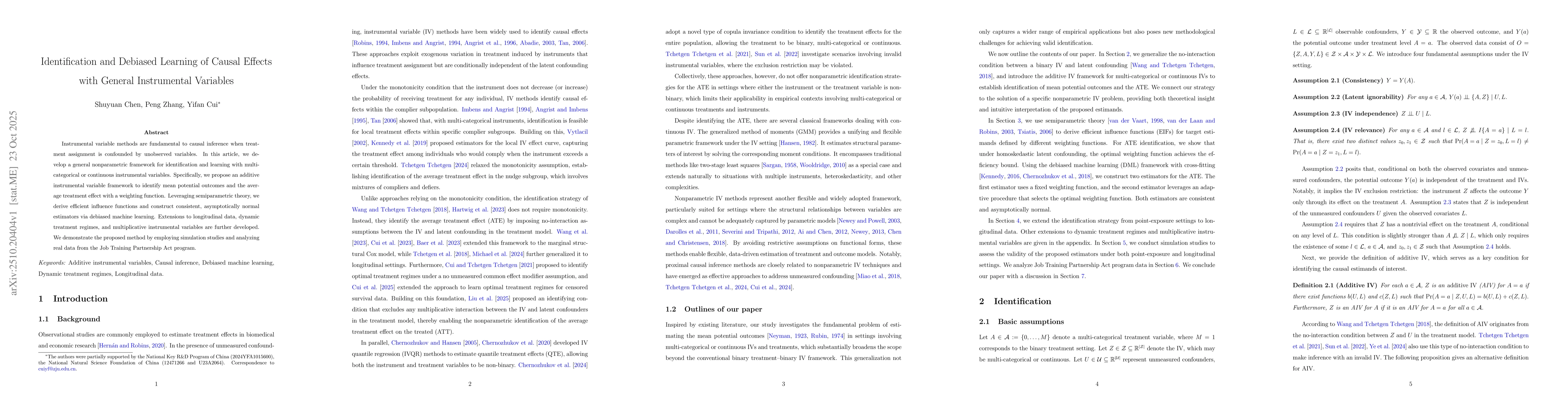 Thumbnail for Identification and Debiased Learning of Causal Effects with General
  Instrumental Variables