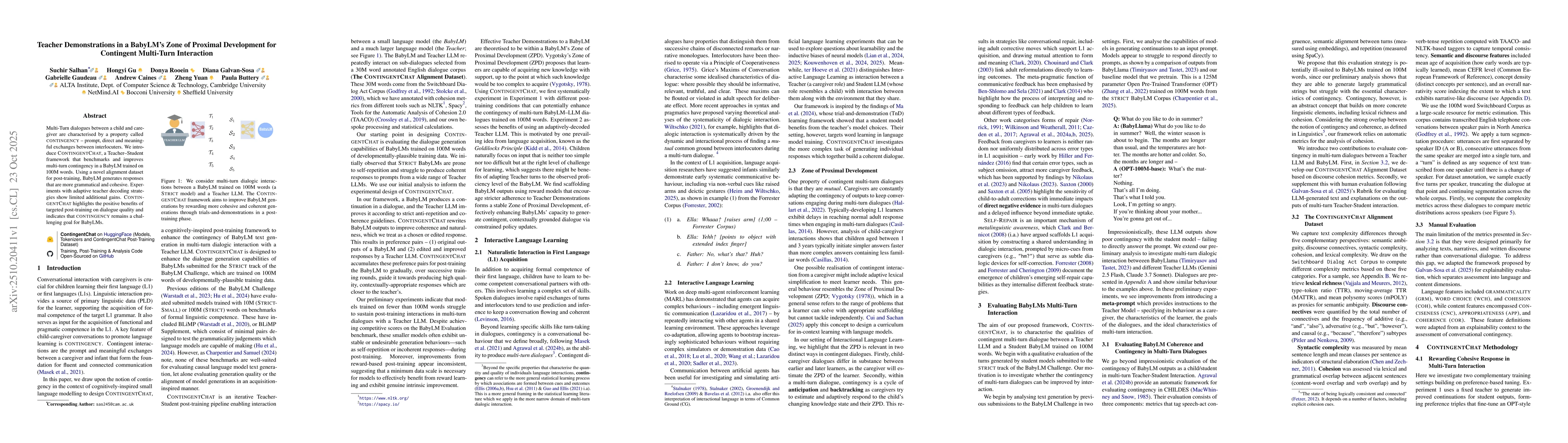 Thumbnail for Teacher Demonstrations in a BabyLM's Zone of Proximal Development for
  Contingent Multi-Turn Interaction