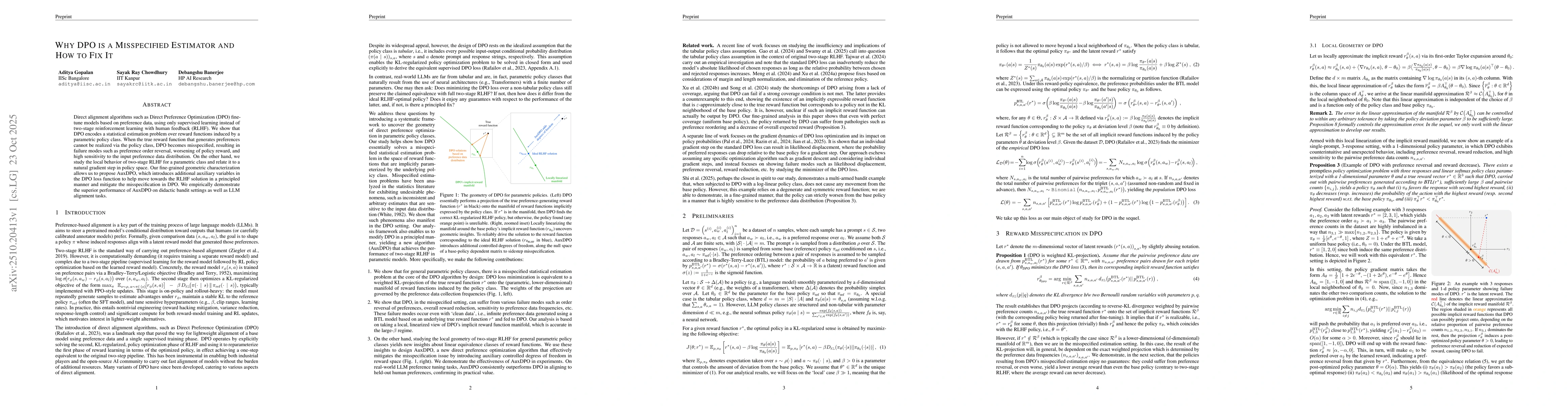 Thumbnail for Why DPO is a Misspecified Estimator and How to Fix It