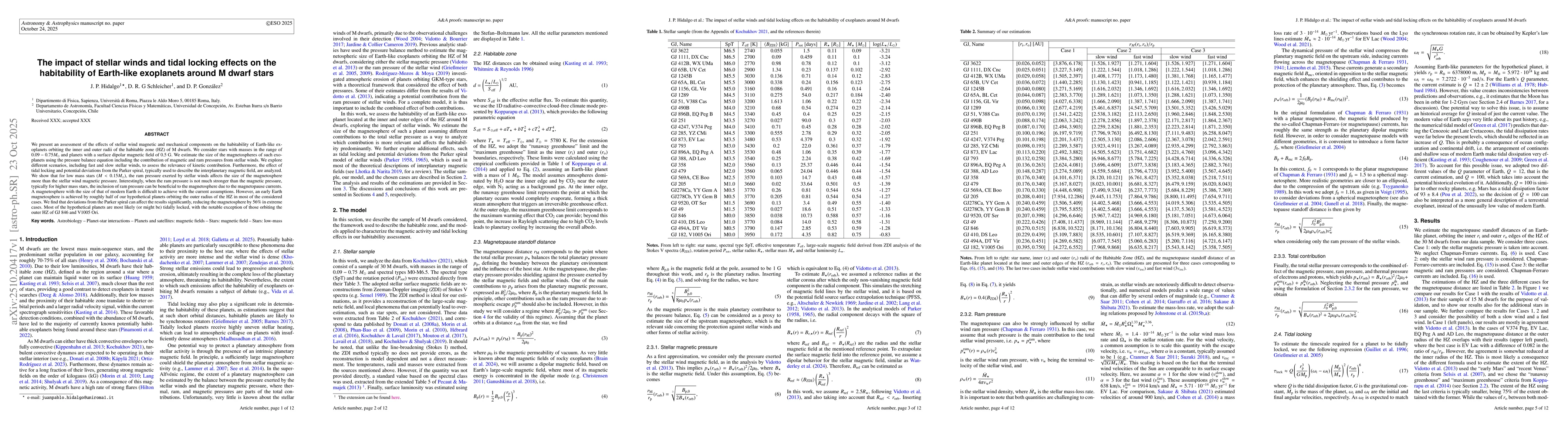 Thumbnail for The impact of stellar winds and tidal locking effects on the
  habitability of Earth-like exoplanets around M dwarf stars