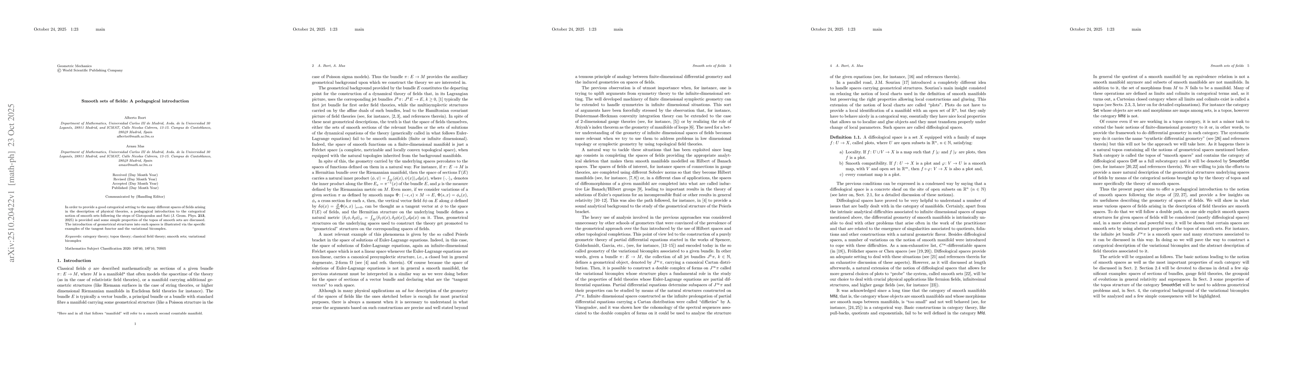 Thumbnail for Smooth sets of fields: A pedagogical introduction