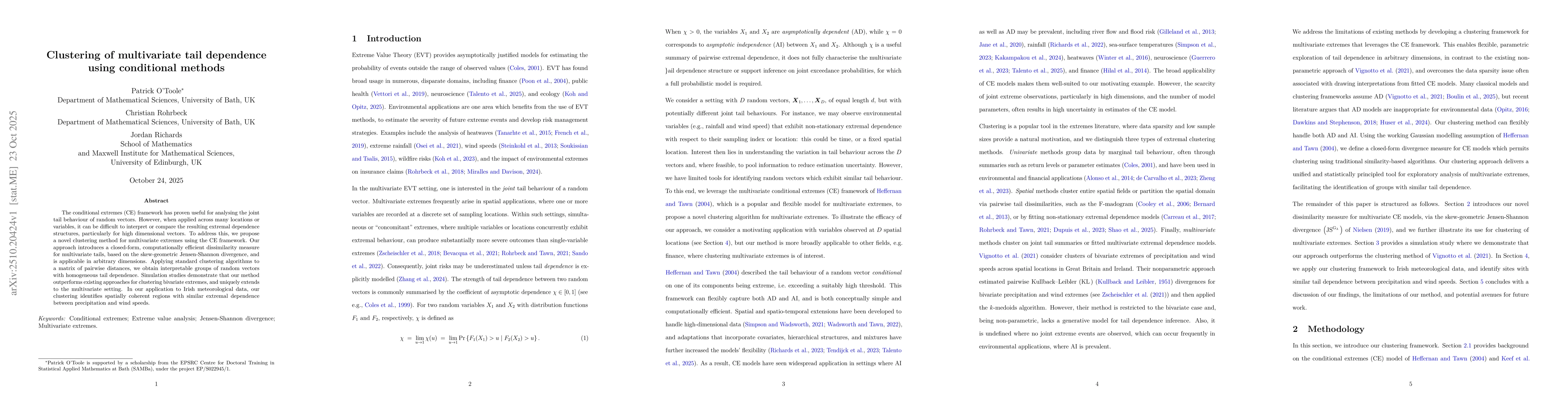 Thumbnail for Clustering of multivariate tail dependence using conditional methods