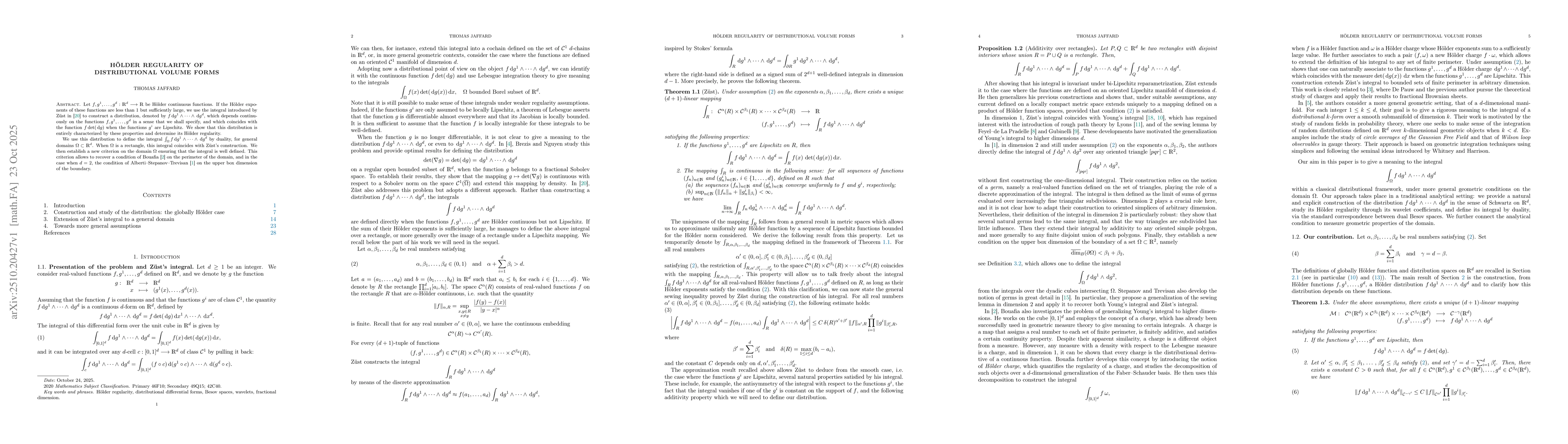 Thumbnail for Hölder Regularity of Distributional Volume Forms