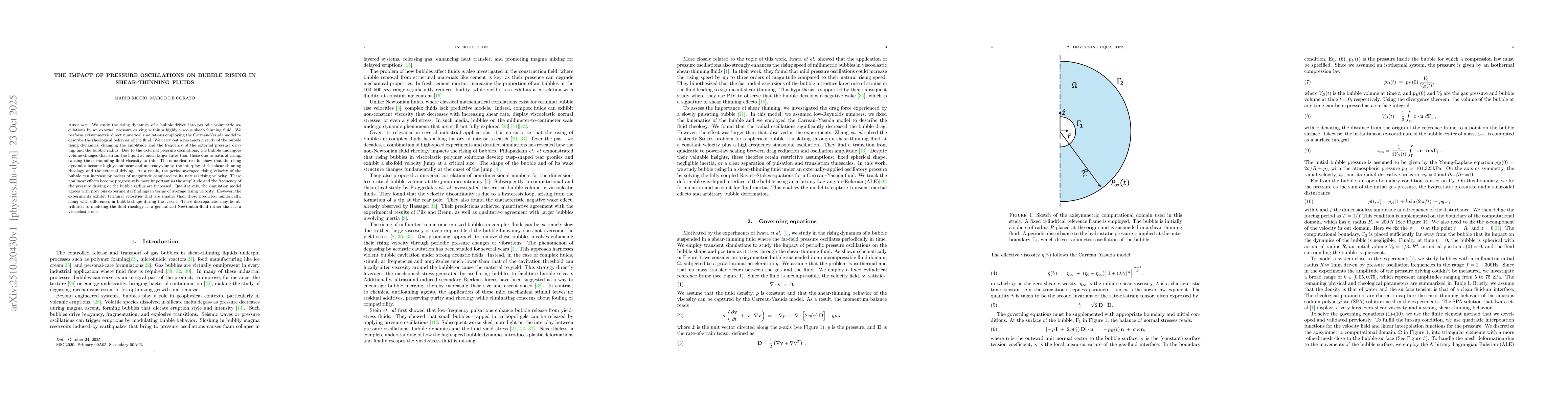 Thumbnail for The impact of pressure oscillations on bubble rising in shear-thinning
  fluids