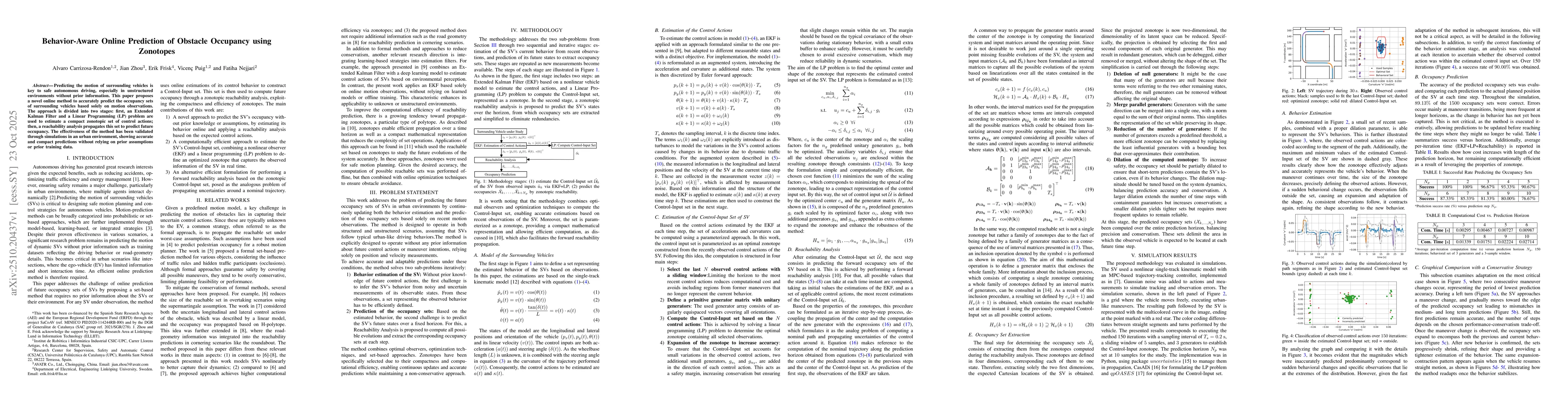 Thumbnail for Behavior-Aware Online Prediction of Obstacle Occupancy using Zonotopes