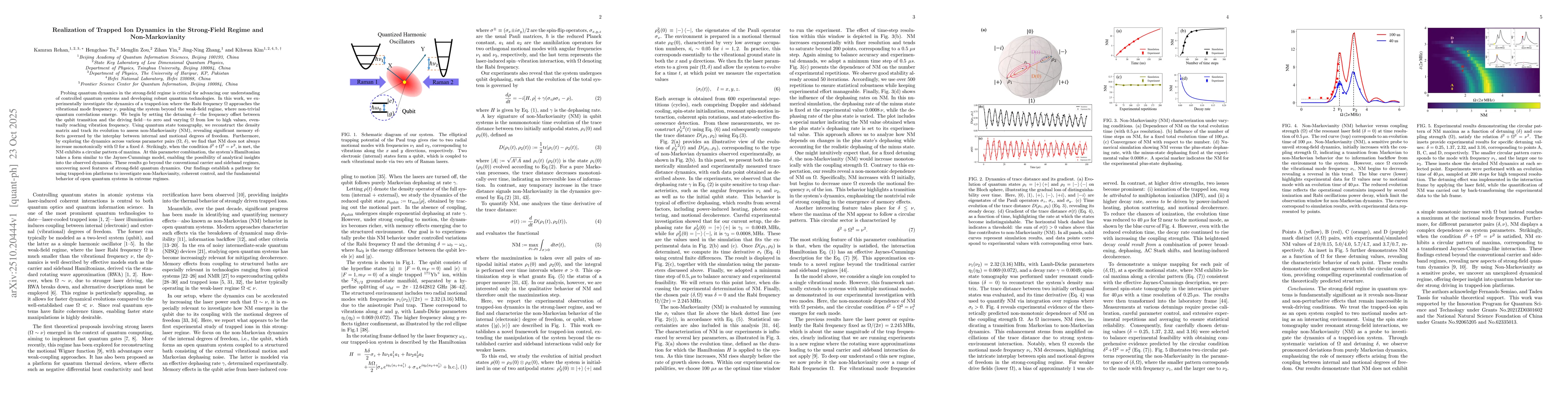 Thumbnail for Realization of Trapped Ion Dynamics in the Strong-Field Regime and
  Non-Markovianity
