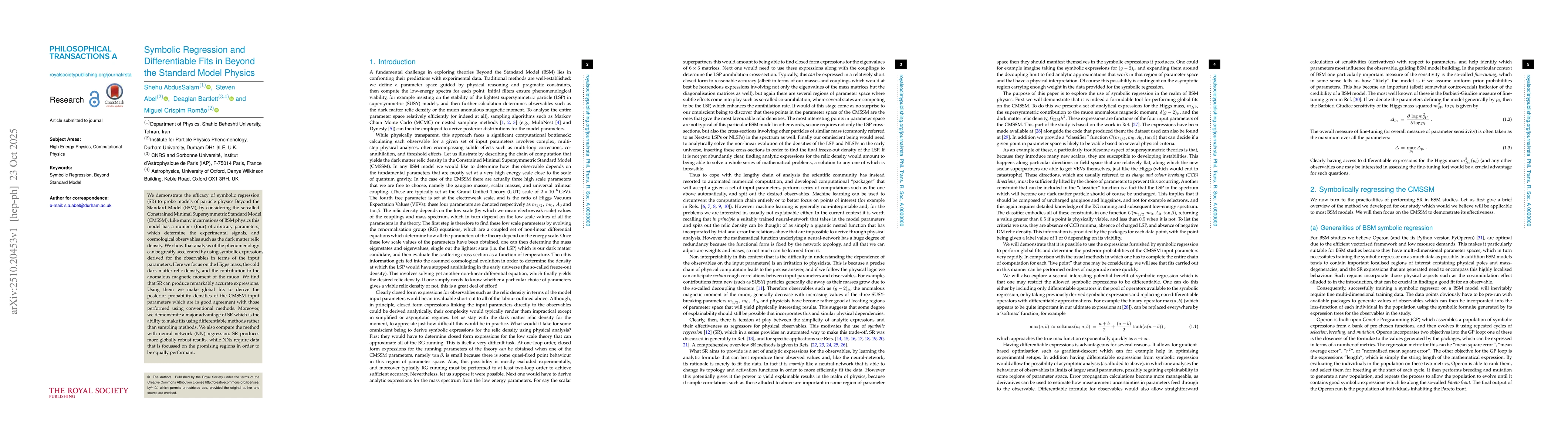 Thumbnail for Symbolic Regression and Differentiable Fits in Beyond the Standard Model
  Physics
