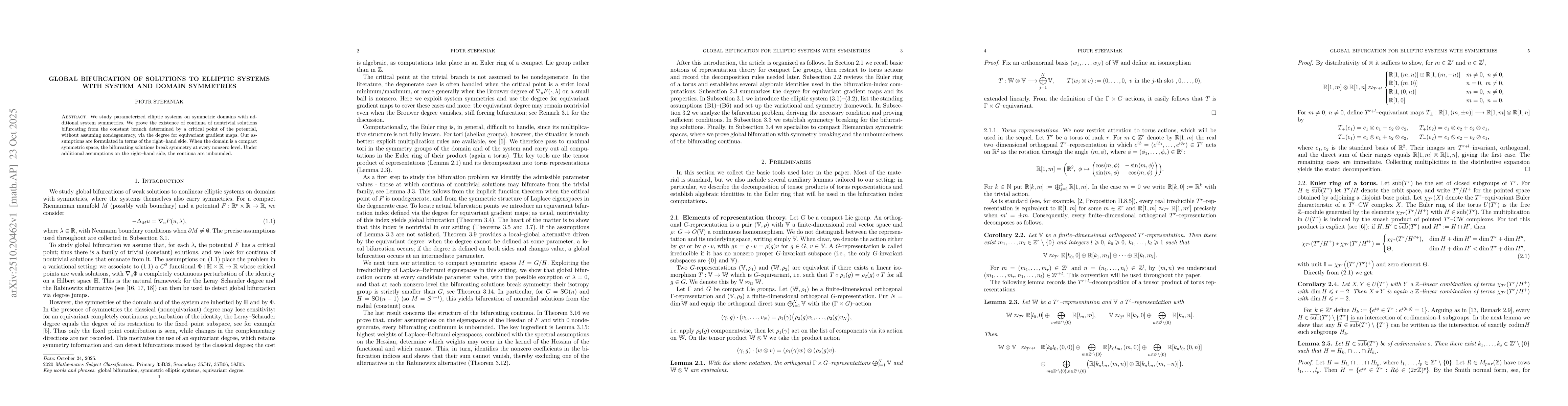 Thumbnail for Global bifurcation of solutions to elliptic systems with system and
  domain symmetries