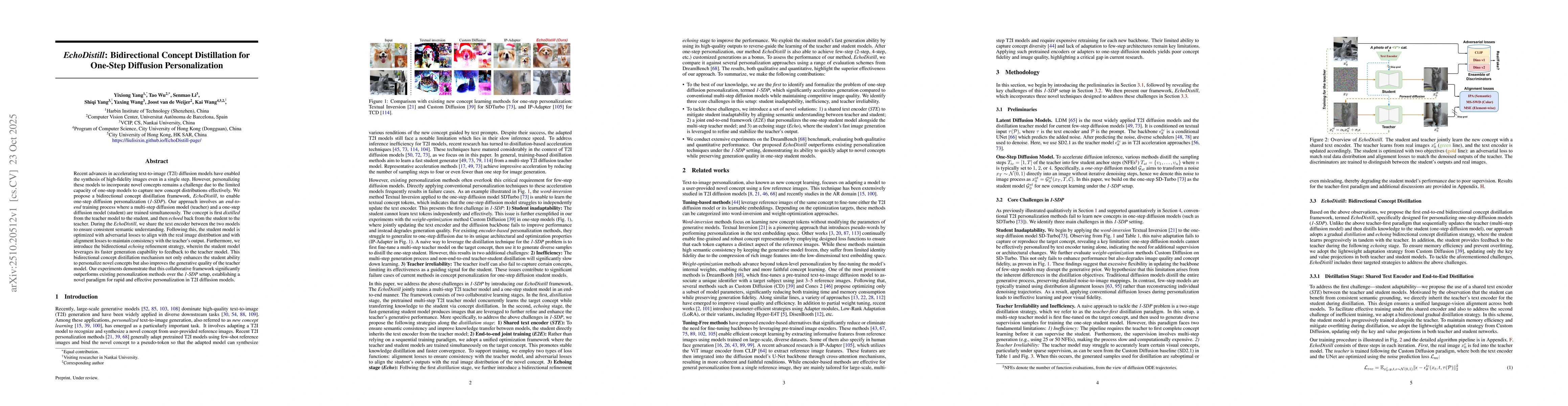 Thumbnail for EchoDistill: Bidirectional Concept Distillation for One-Step Diffusion
  Personalization