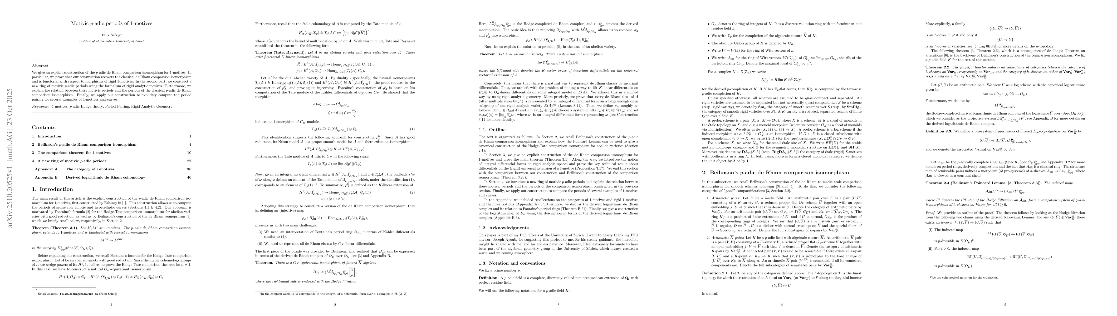 Thumbnail for Motivic p-adic periods of 1-motives