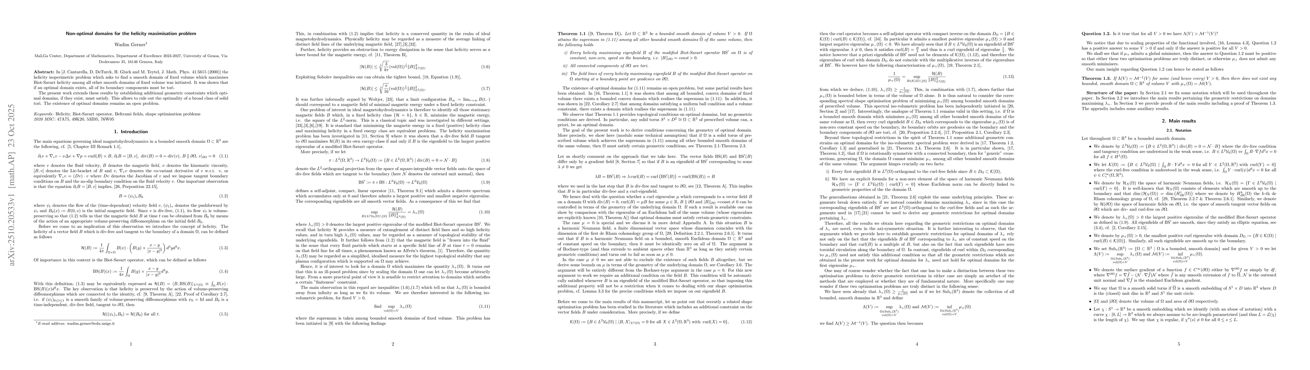 Thumbnail for Non-optimal domains for the helicity maximisation problem