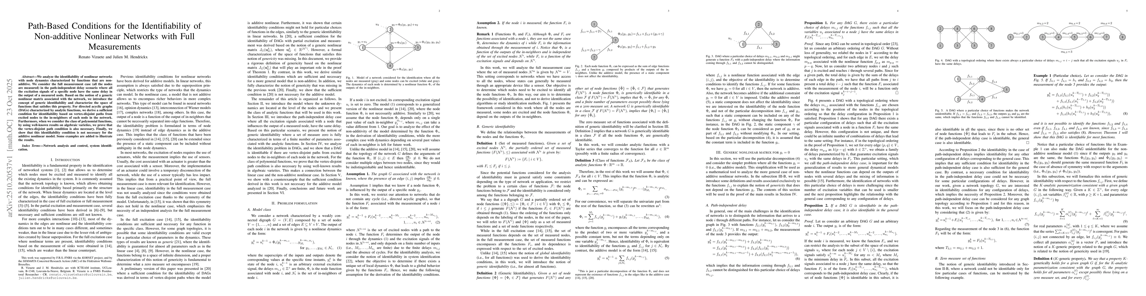Thumbnail for Path-Based Conditions for the Identifiability of Non-additive Nonlinear
  Networks with Full Measurements