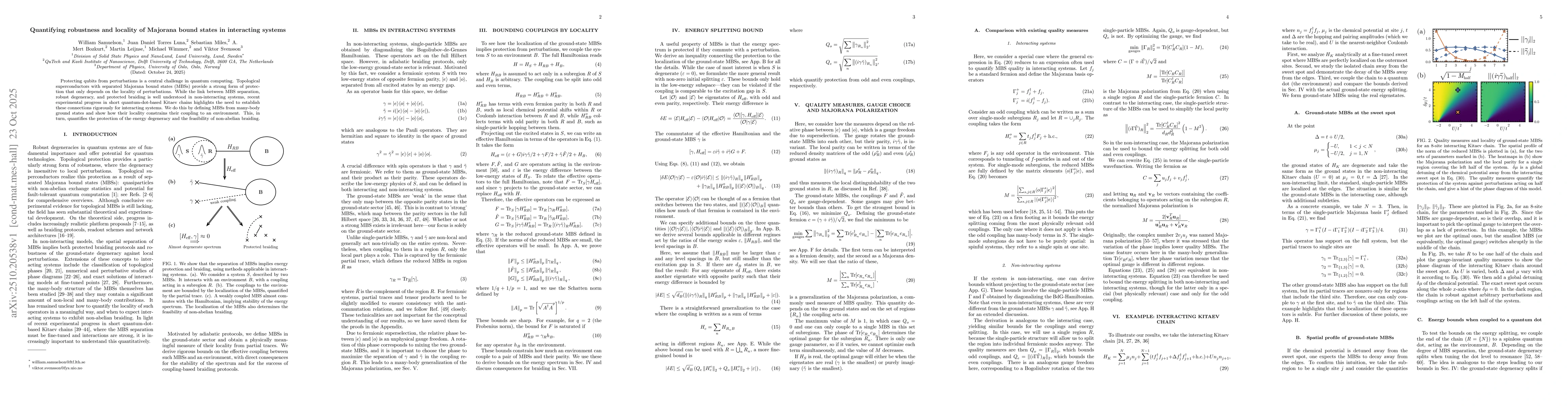 Thumbnail for Quantifying robustness and locality of Majorana bound states in
  interacting systems