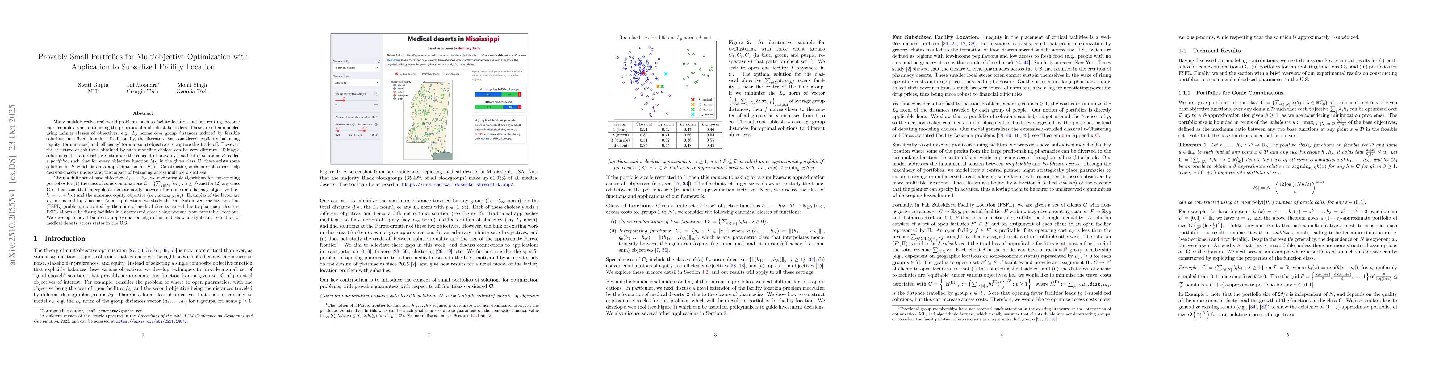 Thumbnail for Provably Small Portfolios for Multiobjective Optimization with
  Application to Subsidized Facility Location