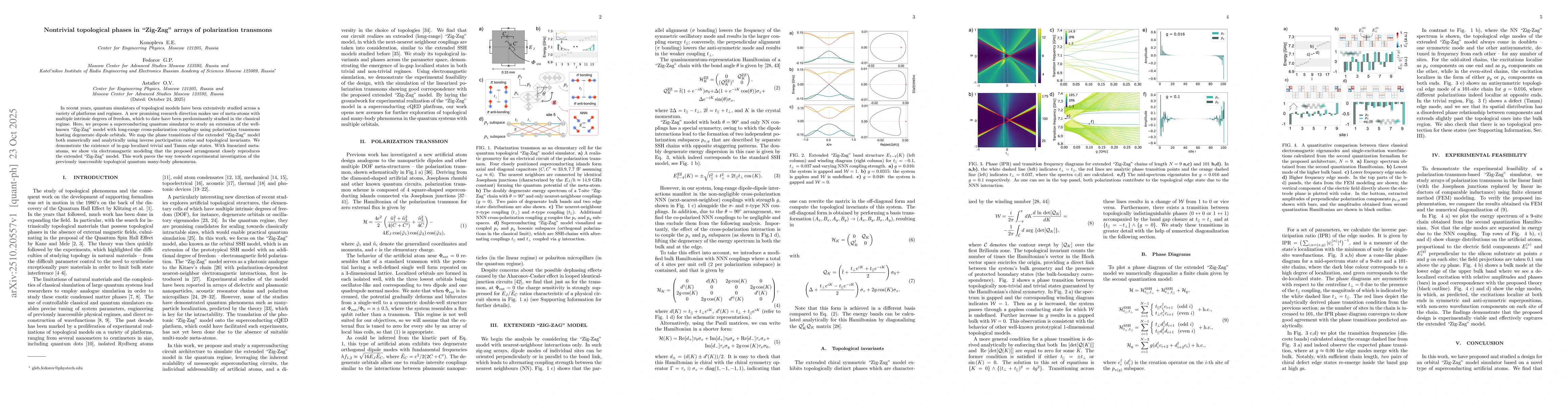 Thumbnail for Nontrivial topological phases in "Zig-Zag" arrays of polarization
  transmons