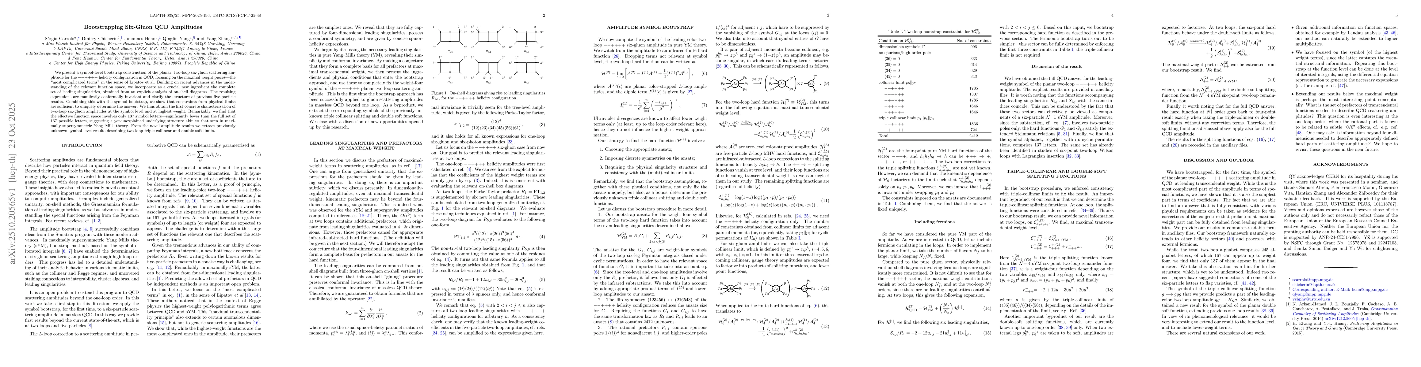 Thumbnail for Bootstrapping Six-Gluon QCD Amplitudes