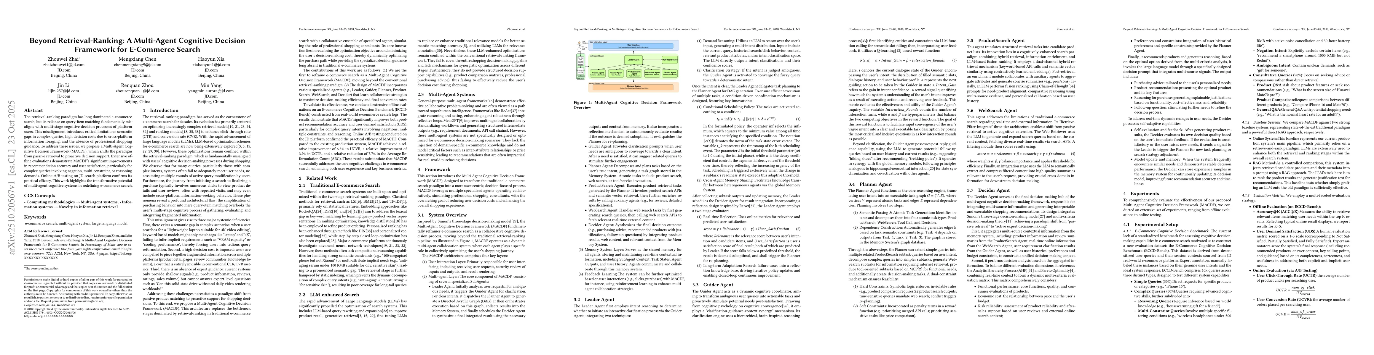 Thumbnail for Beyond Retrieval-Ranking: A Multi-Agent Cognitive Decision Framework for
  E-Commerce Search