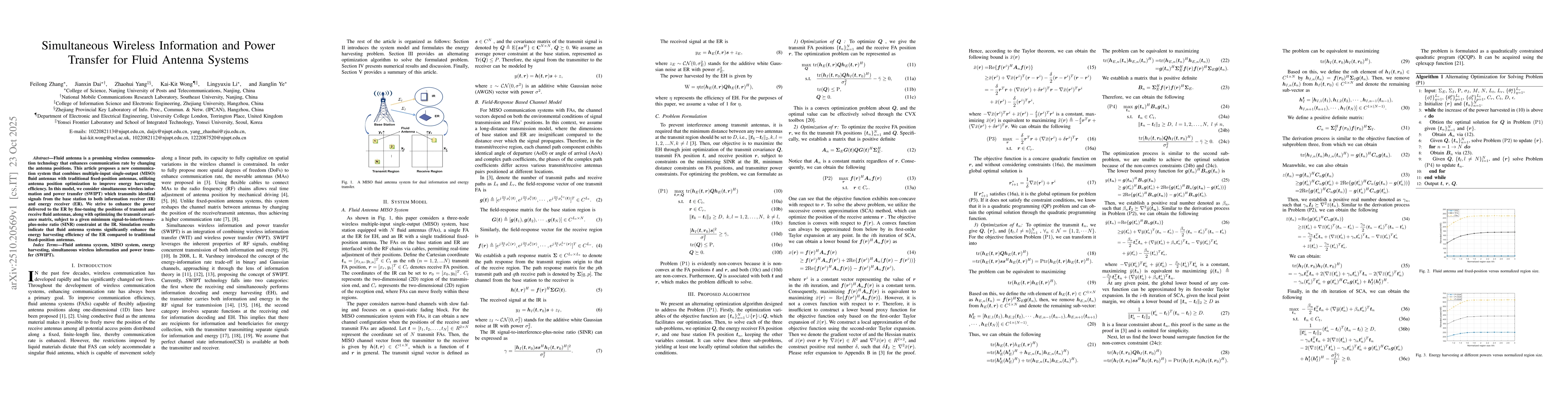 Thumbnail for Simultaneous Wireless Information and Power Transfer for Fluid Antenna
  Systems