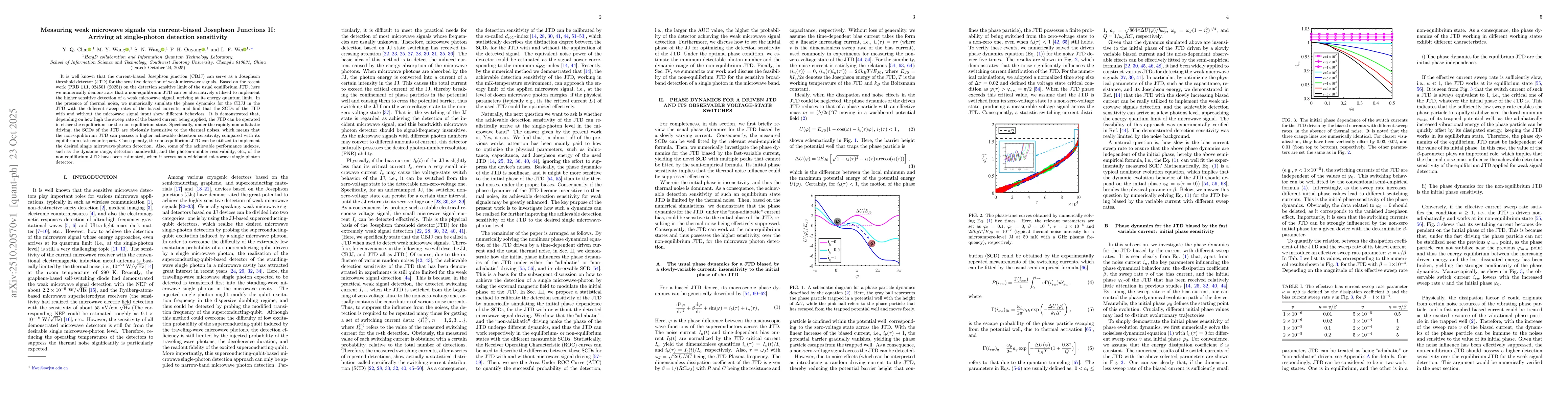 Thumbnail for Measuring weak microwave signals via current-biased Josephson Junctions
  II: Arriving at single-photon detection sensitivity