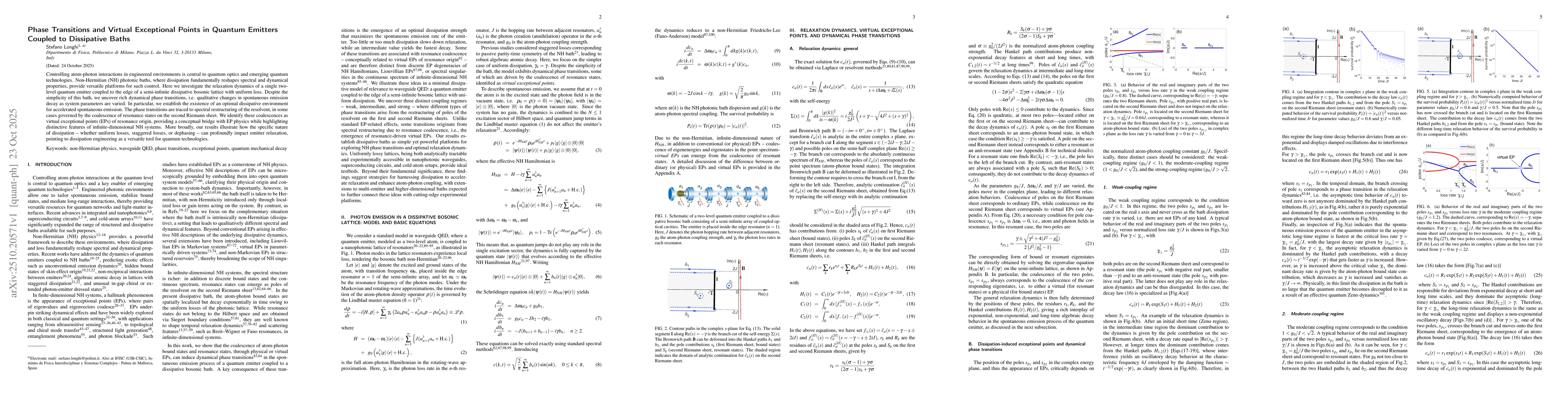 Thumbnail for Phase Transitions and Virtual Exceptional Points in Quantum Emitters
  Coupled to Dissipative Baths