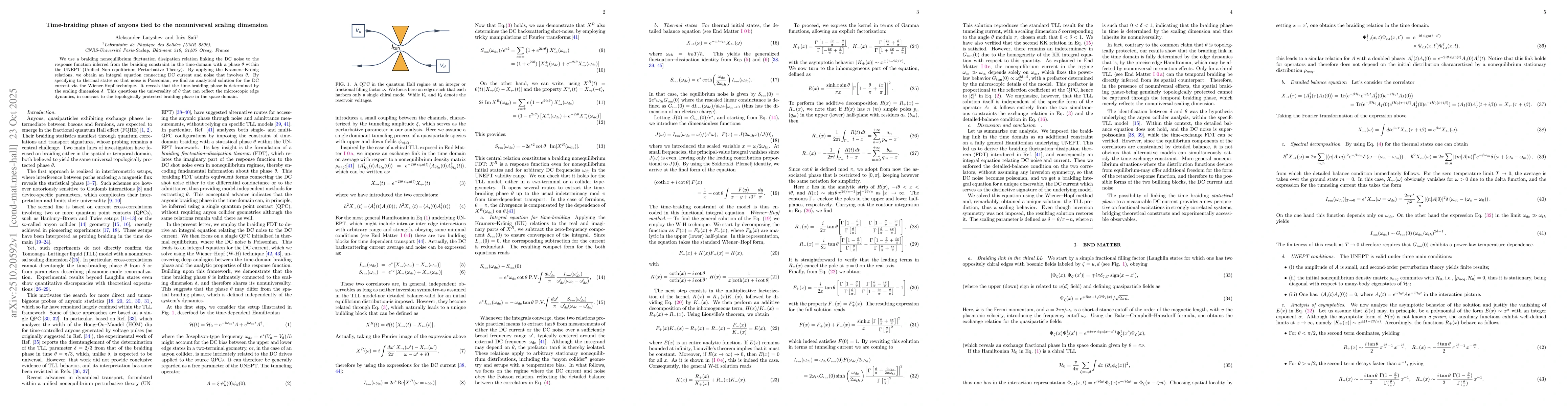 Thumbnail for Time-braiding phase of anyons tied to the nonuniversal scaling dimension