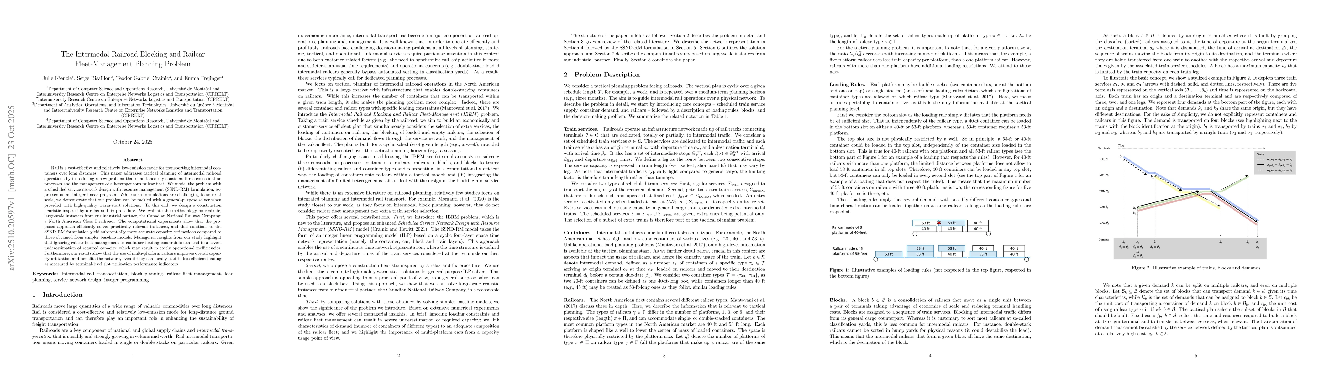 Thumbnail for The Intermodal Railroad Blocking and Railcar Fleet-Management Planning
  Problem