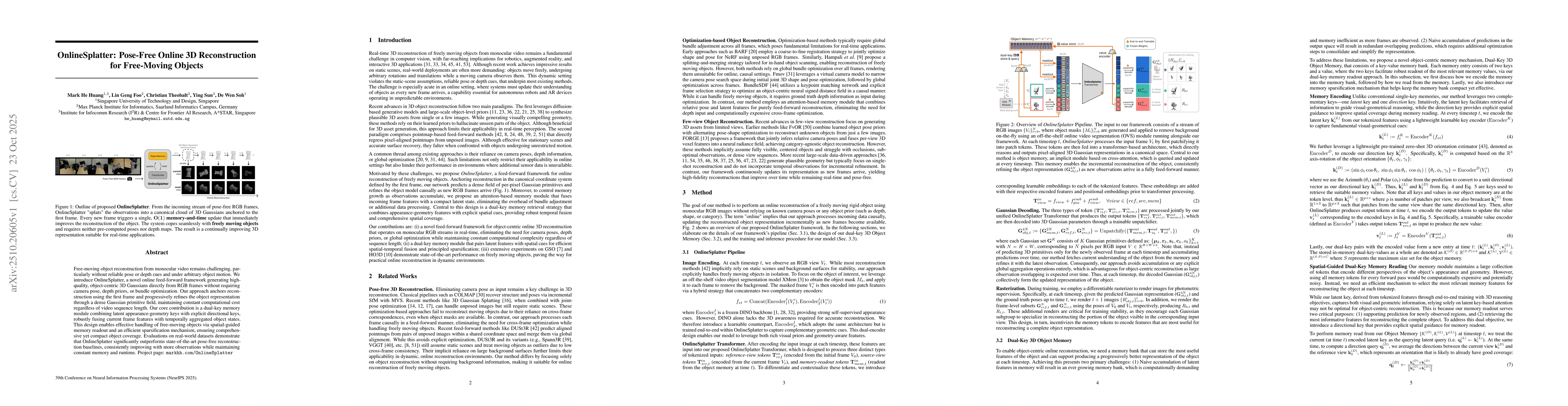 Thumbnail for OnlineSplatter: Pose-Free Online 3D Reconstruction for Free-Moving
  Objects