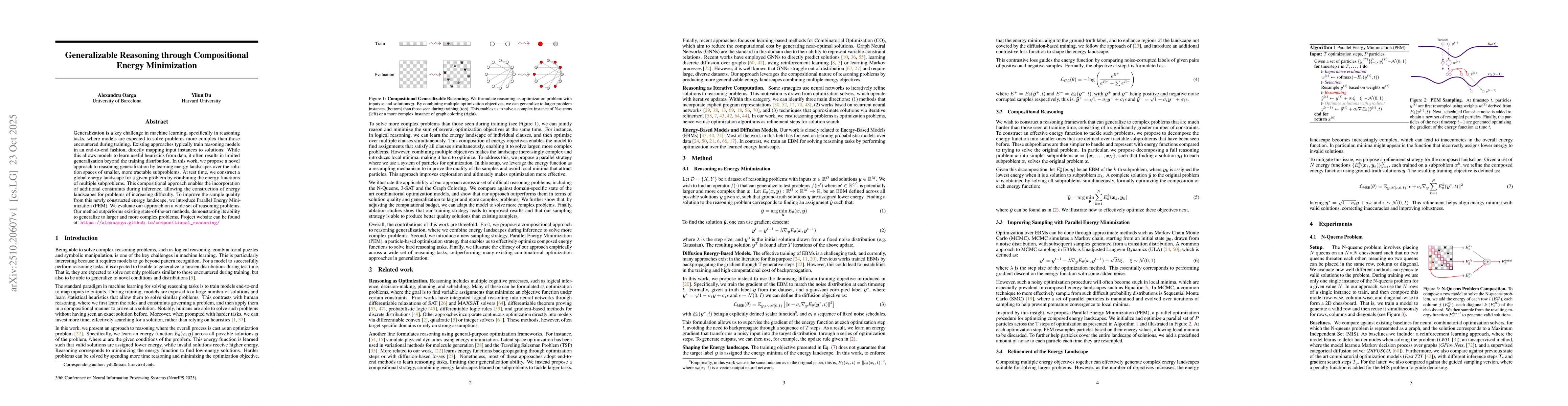Thumbnail for Generalizable Reasoning through Compositional Energy Minimization
